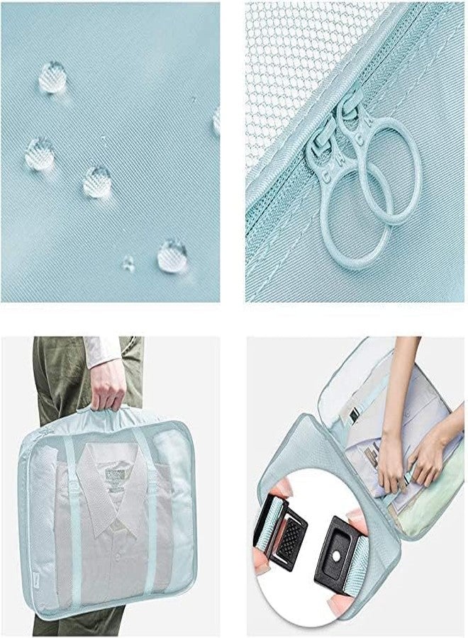 STESHWK 7in1 Cosmetics Luggage Packing Organizers Set Makeup Bags for Packing Cubes Organizer with Shoe Bag for Travel for Clothes Space Savers Bags Suitcase (Sky Blue) - Image 4